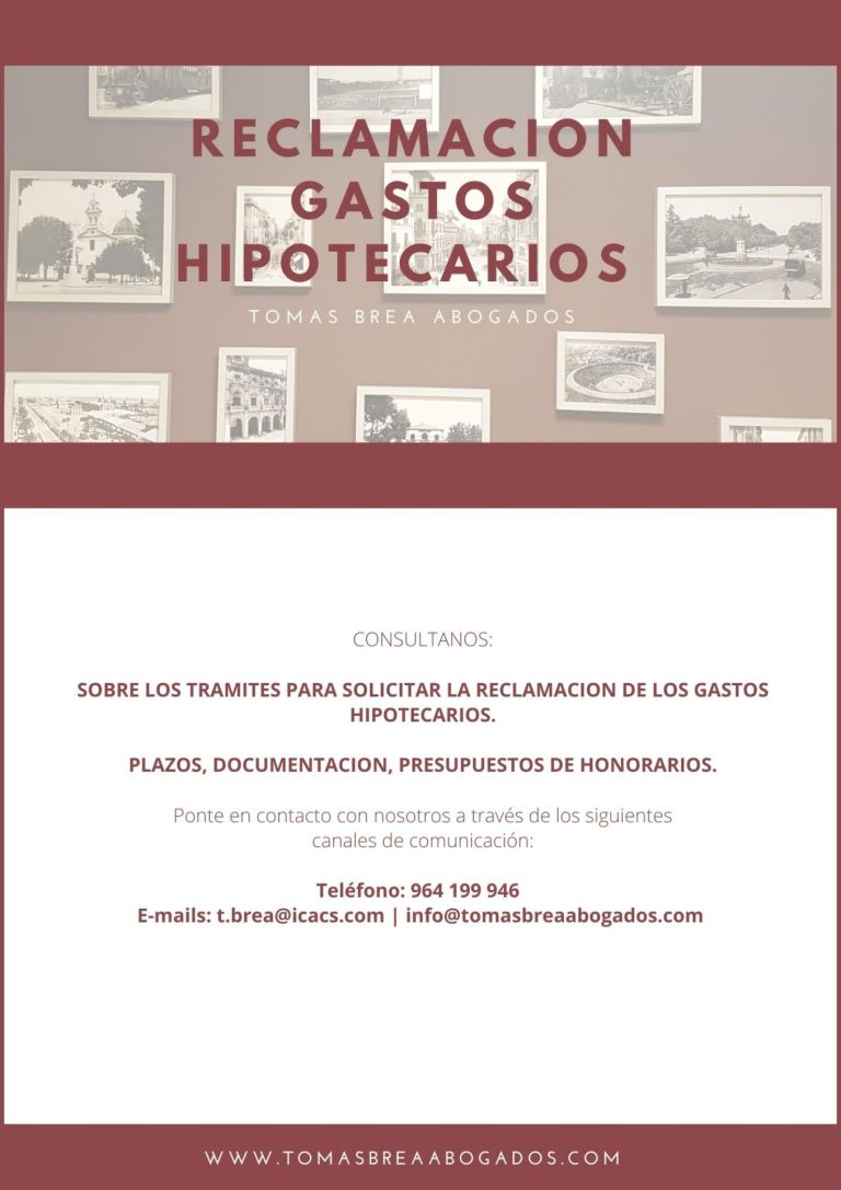 RECLAMACION GASTOS HIPOTECARIOS